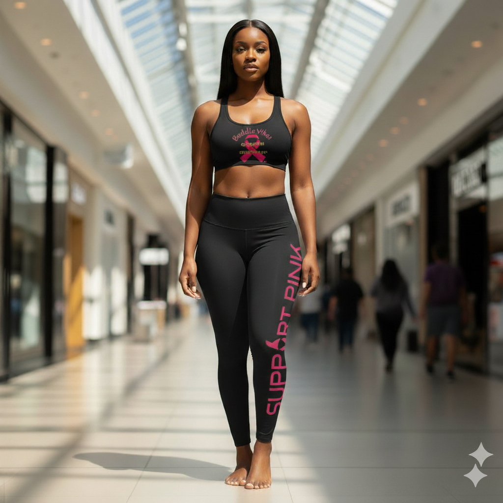Support Pink : Baddie Vibes Sports Bra, Motivational Workout Top, Fitness Wear, Breast Cancer Awareness