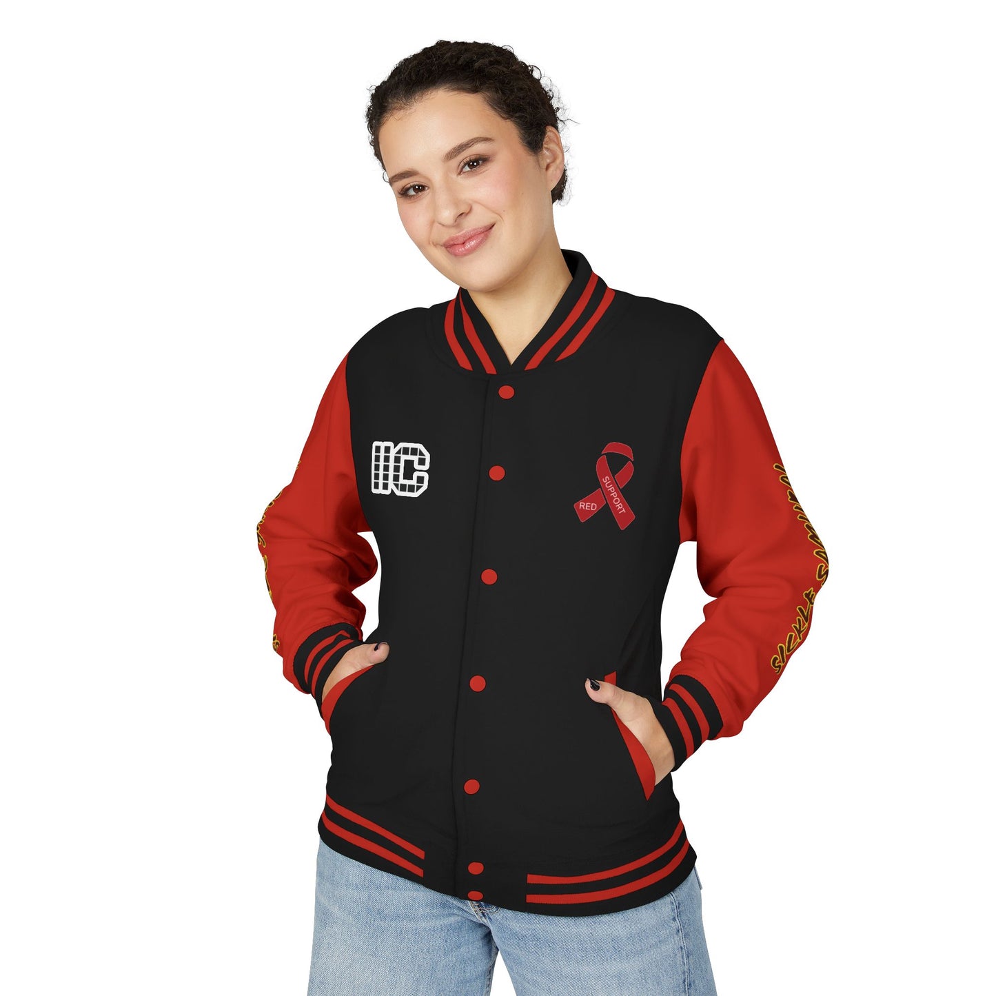 I SUPPORT RED - Heavyweight Letterman Jacket