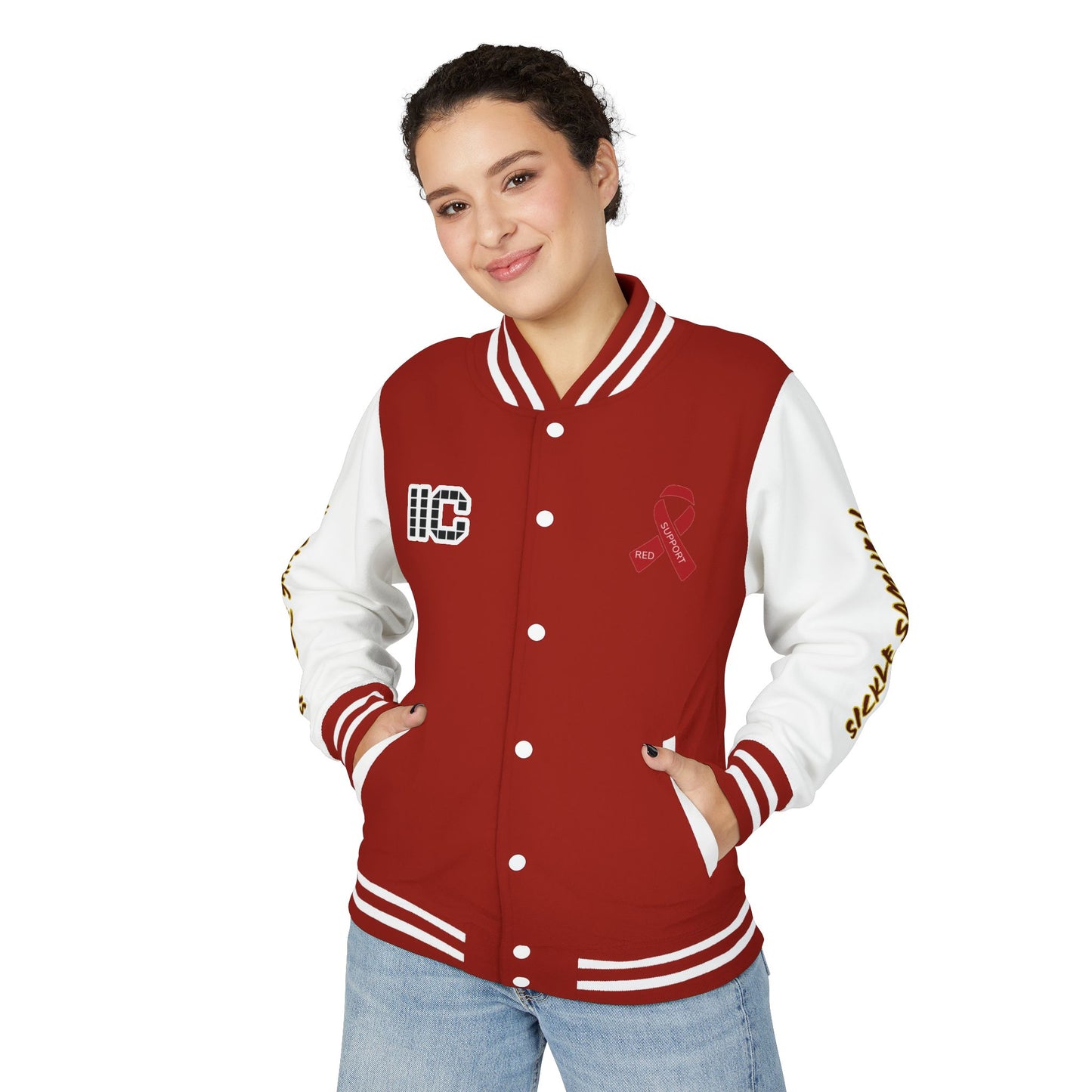 I SUPPORT RED - Heavyweight Letterman Jacket