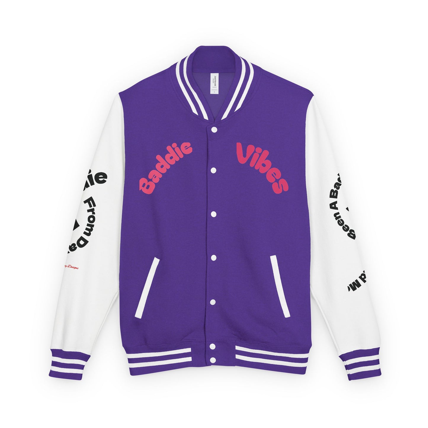 Support Pink : Baddie Vibes Letterman Jacket, Breast Cancer Awareness, NFL Team color, Cozy Gift, Support Teams Events