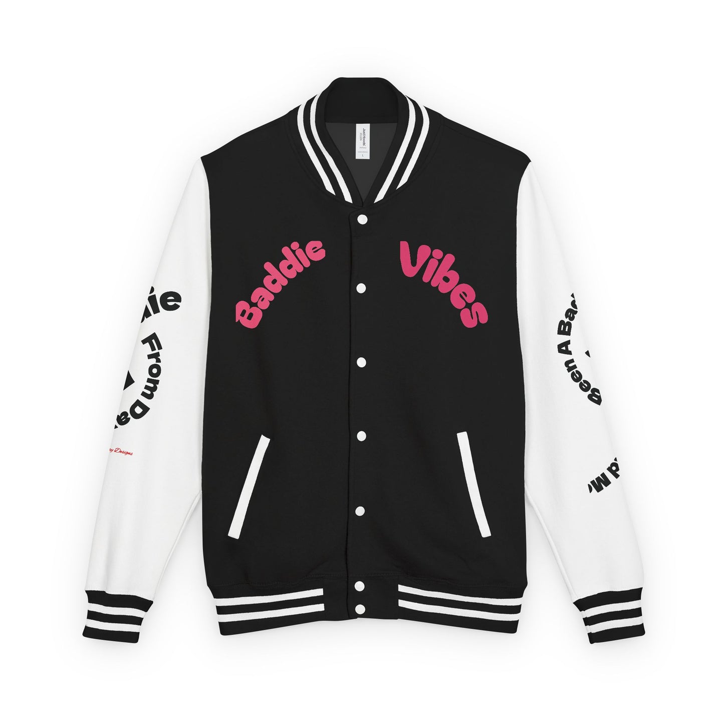 Support Pink : Baddie Vibes Letterman Jacket, Breast Cancer Awareness, NFL Team color, Cozy Gift, Support Teams Events