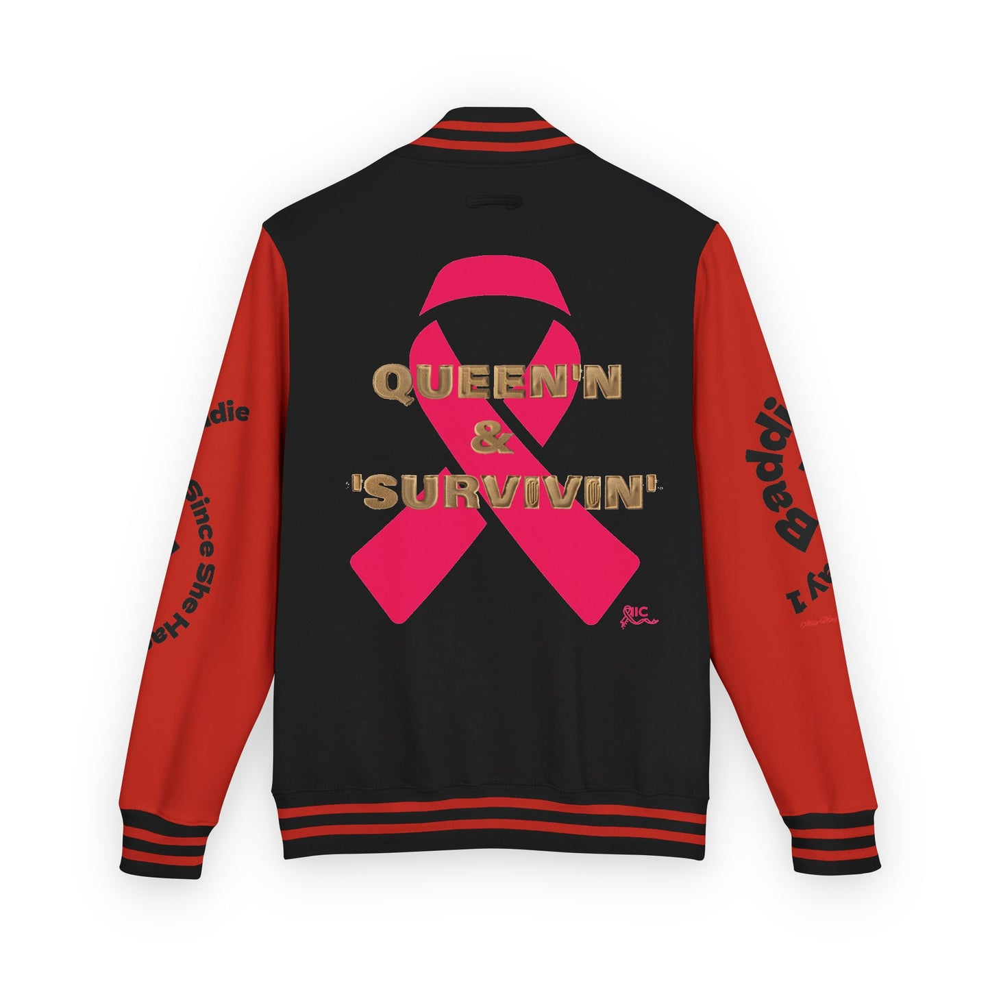Support Pink : Baddie Vibes Letterman Jacket, Breast Cancer Awareness, NFL Team color, Cozy Gift, Support Teams Events