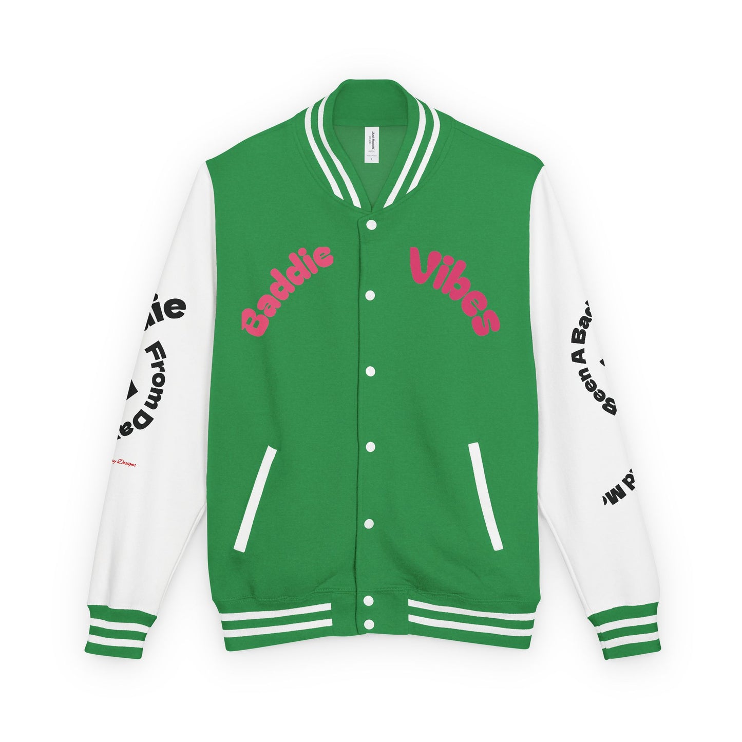 Support Pink : Baddie Vibes Letterman Jacket, Breast Cancer Awareness, NFL Team color, Cozy Gift, Support Teams Events