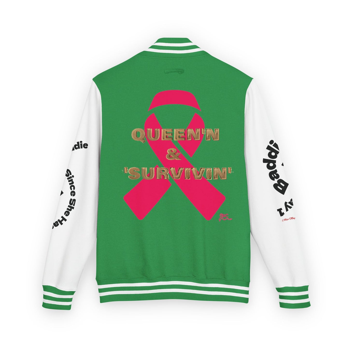 Support Pink : Baddie Vibes Letterman Jacket, Breast Cancer Awareness, NFL Team color, Cozy Gift, Support Teams Events