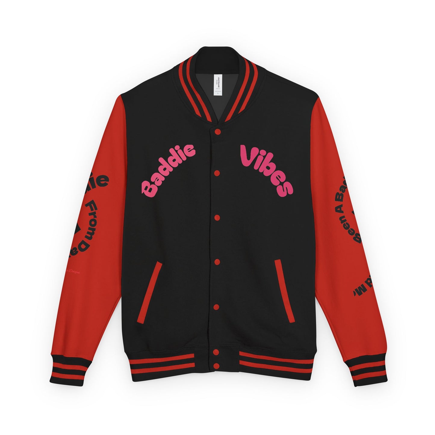 Support Pink : Baddie Vibes Letterman Jacket, Breast Cancer Awareness, NFL Team color, Cozy Gift, Support Teams Events